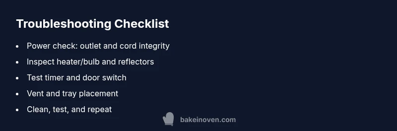 Infographic checklist for troubleshooting an Easy Bake Oven