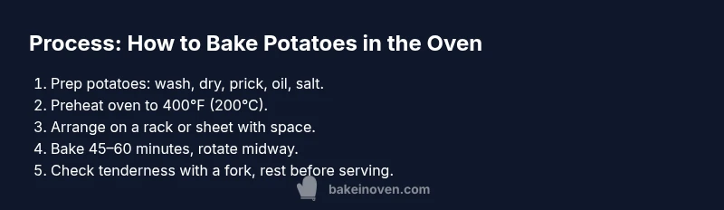 Diagram showing steps to bake potatoes in the oven