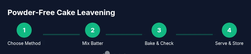 Infographic showing four methods for leavening a cake without baking powder