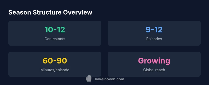 Infographic showing season structure with contestants and episodes