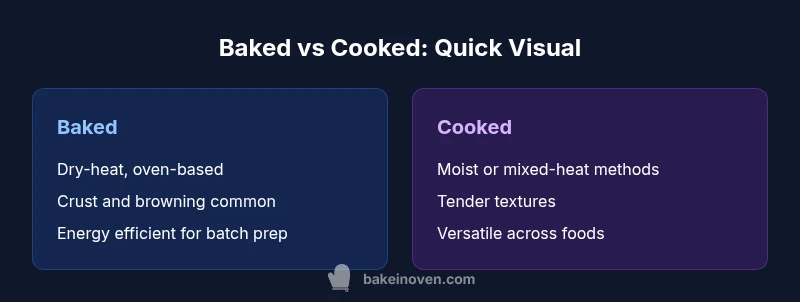 Infographic comparing baked vs cooked methods