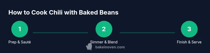 Process infographic showing steps to cook chili with baked beans