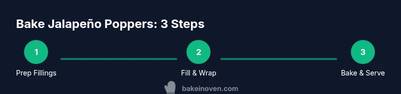 Infographic showing steps to bake jalapeno poppers