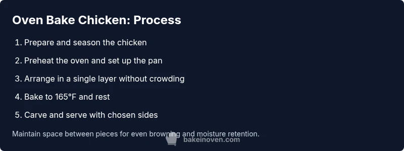 Diagram showing steps to oven bake chicken