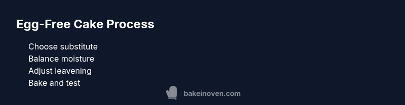 Process infographic showing steps to bake an egg-free cake