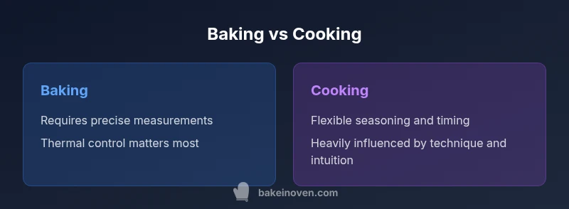 Infographic comparing baking vs cooking
