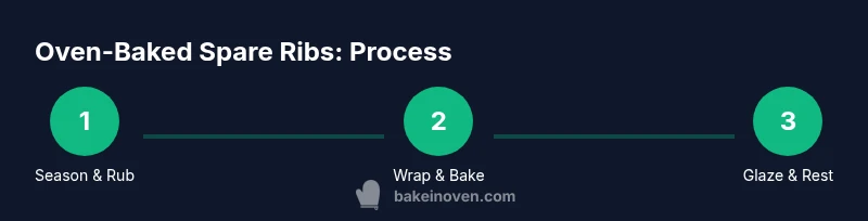 Process infographic for oven-baked spare ribs
