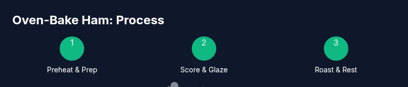 Process diagram showing steps to oven-bake ham