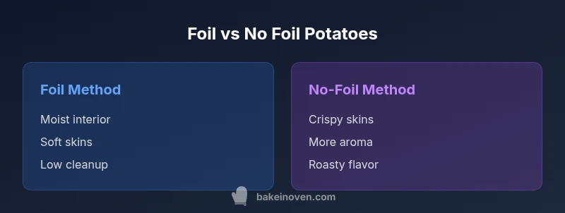 Comparison chart of foil vs no-foil baking potatoes.