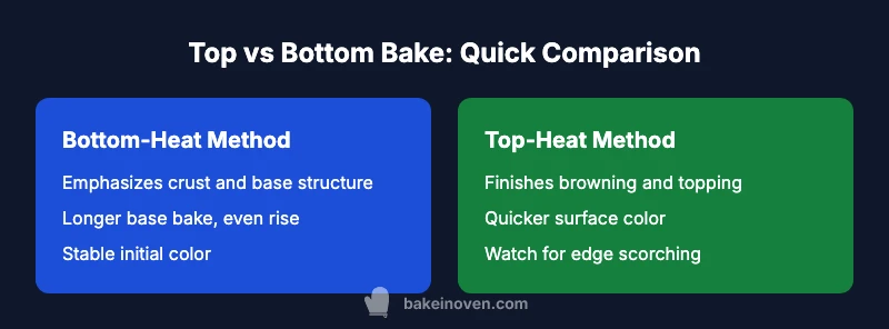 Infographic comparing top heat vs bottom heat baking methods