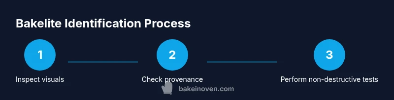 Process infographic showing steps to identify bakelite