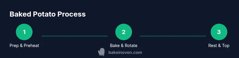Infographic showing three-step process to bake a potato