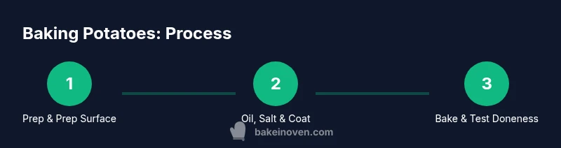 Infographic showing three-step process for baking potatoes