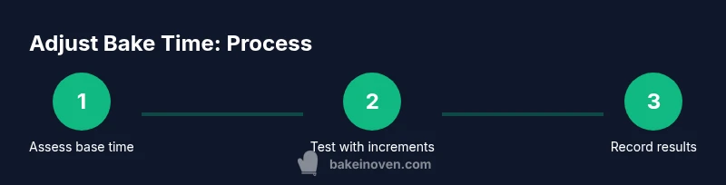 Process diagram showing steps to adjust bake time in an air fryer
