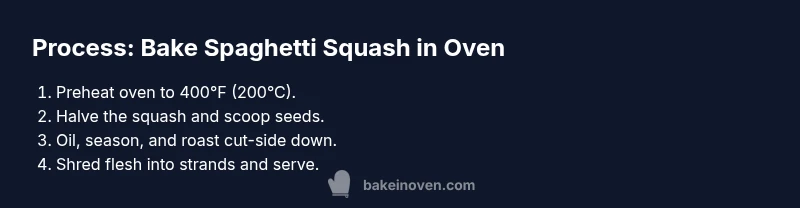 Infographic showing step-by-step roasting spaghetti squash