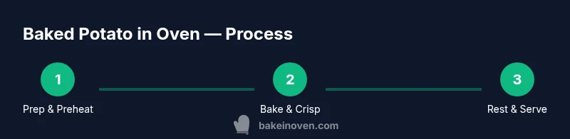Three-step process graphic for baking potatoes in the oven