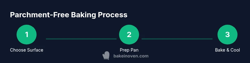 Process infographic showing parchment-free baking steps