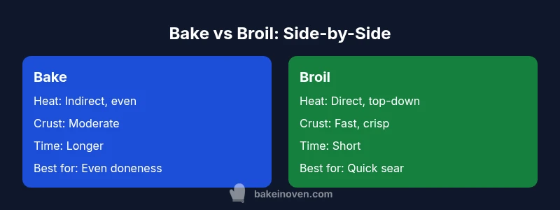 Infographic comparing bake vs broil steak