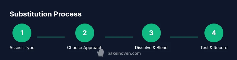 Process infographic showing steps to substitute sugar types in baking