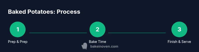 Process diagram showing prep, bake, and finish steps for baked potatoes