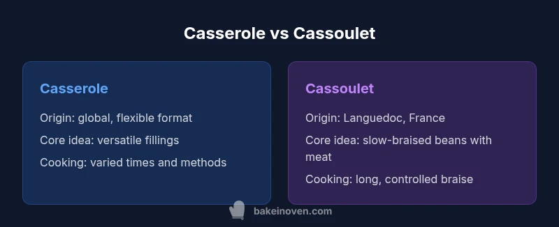 Comparison infographic showing casserole vs cassoulet