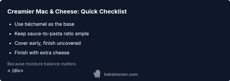 Checklist for creamier baked macaroni and cheese