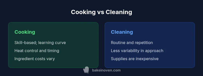 Comparison infographic: Cooking vs Cleaning